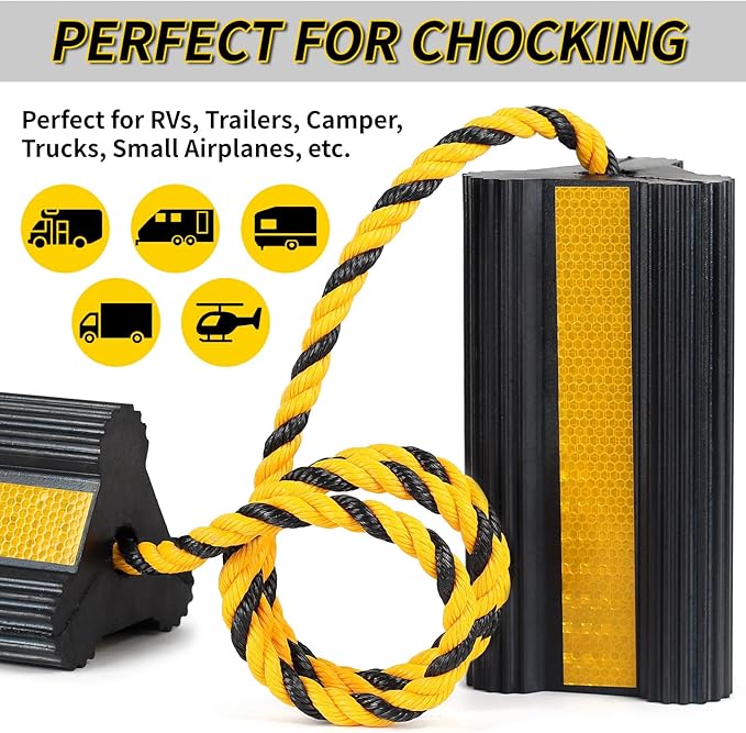 Heavy Duty Rubber Wheel Chocks, 1 Pair, Non-Slip Tire Stopper Blocks - Image 5