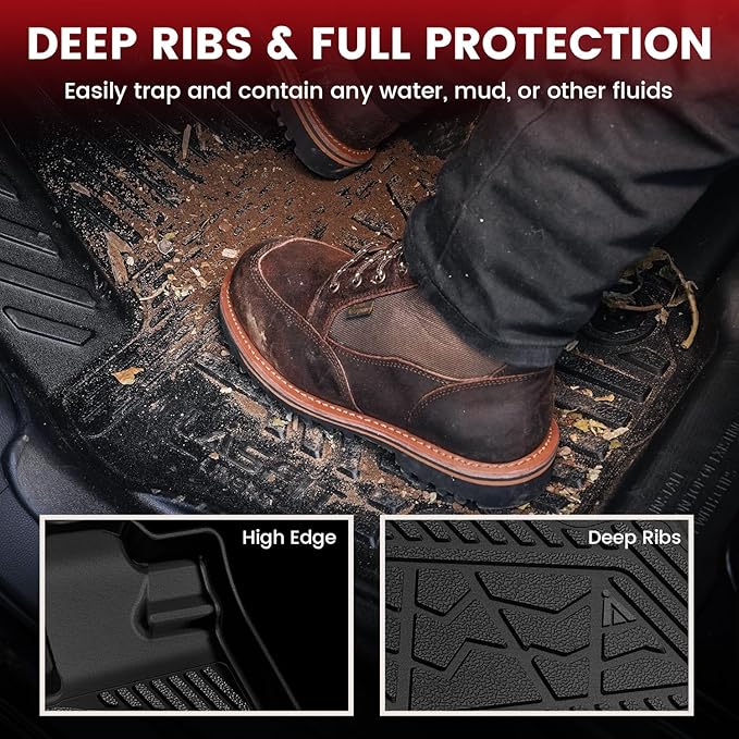 LASFIT Floor Mats for Honda Ridgeline 2025 2024 2023-2017 Crew Cab, All Weather - Image 2