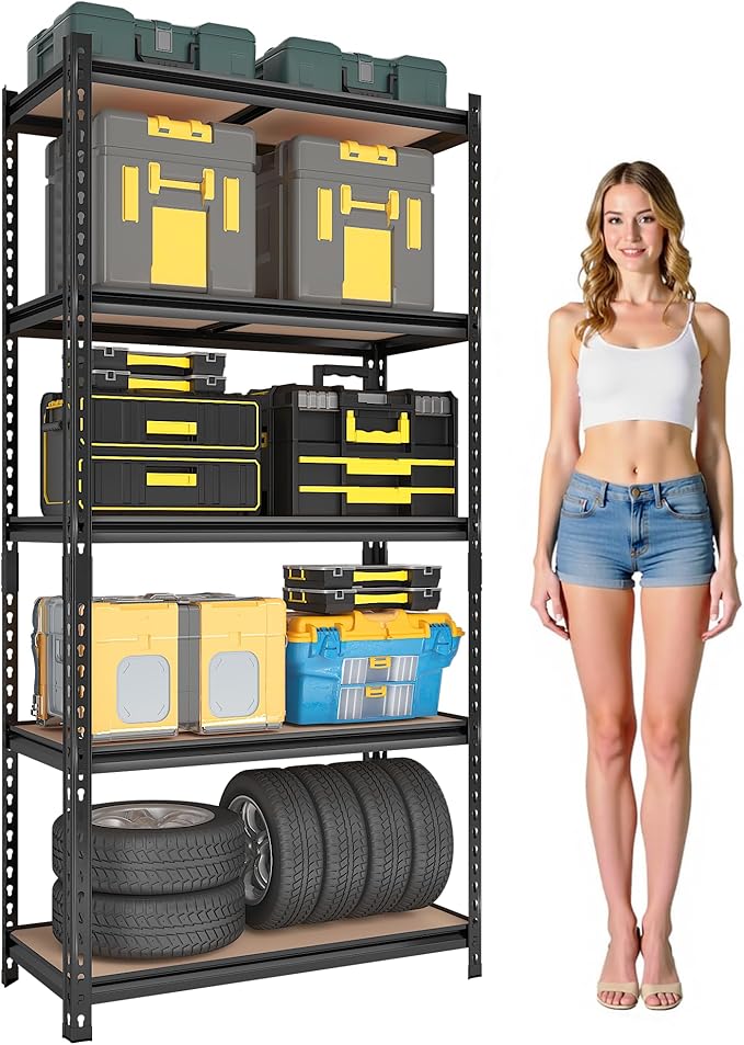 72" H Metal Storage Shelves 1500LBS Heavy Duty, 5 Tier Garage Shelving Unit by Unknown