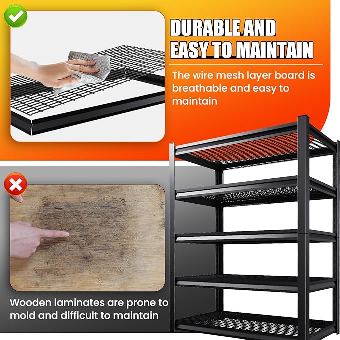 Large Garage Shelving, 5-Tier Garage Storage Shelves 3000LBS Heavy Duty - Image 7