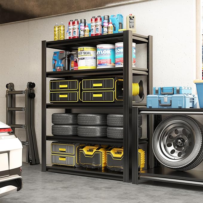 78" H Garage Shelving 3000LBS Heavy Duty Storage Racks, Adjustable 5 Tier Metal - Image 6