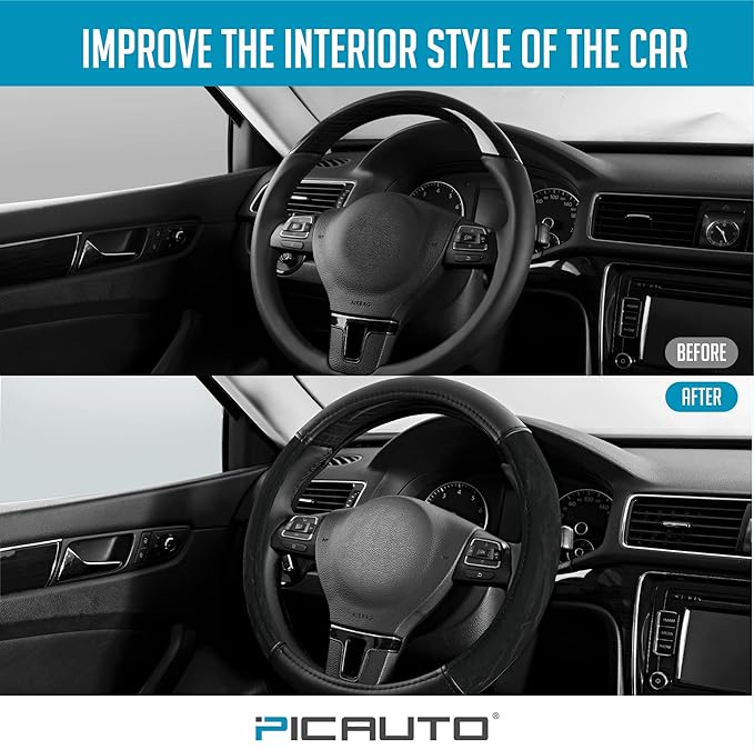 PIC AUTO Steering Wheel Cover, Silk Grain Leather Car Steering Wheel Protector - Image 5