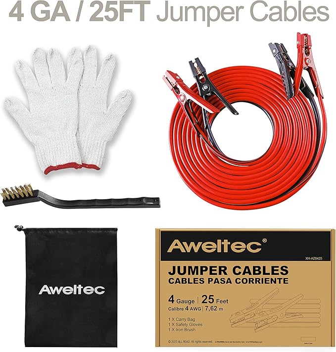 Jumper Cables 4 Gauge 25 Feet Battery Jumper Cables - Image 2