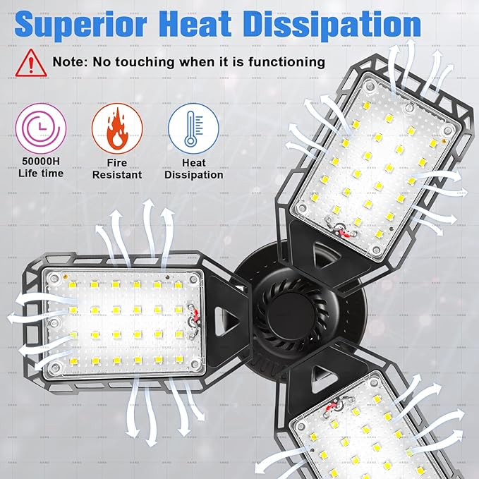 LED Garage Lights 2 Pack -80W, 8000LM 6500K Led Shop Light - Image 4