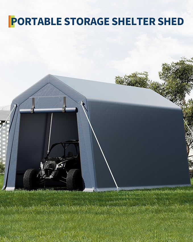 7x15FT Outdoor Storage Shed, Portable Carport - Image 4