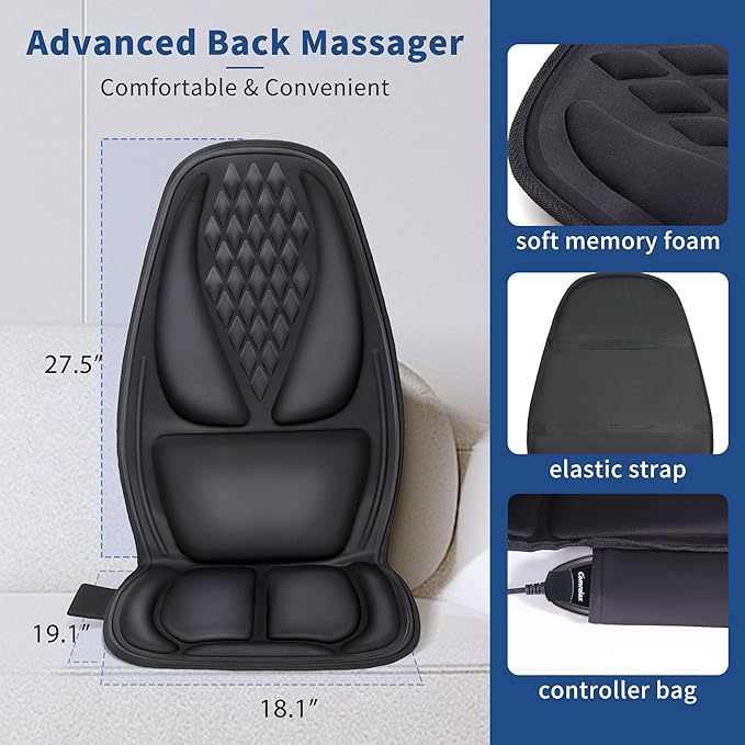 Back Massage Chair Pad with 3D Lumbar Support, Electric Back Massager - Image 6