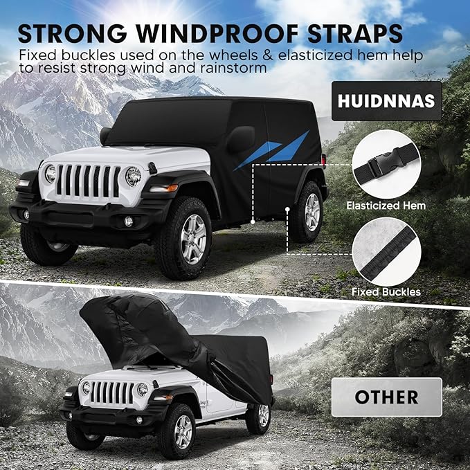 Car Cover for Jeep Wrangler JK JL 4 Door 2007-2025 Waterproof All Weather Car - Image 5