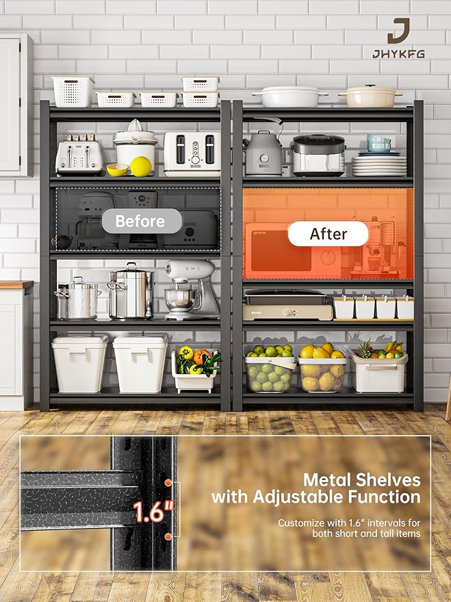 JHYKHG 72" H Storage Shelves, 5-Tier Heavy Duty Garage Shelving, Adjustable - Image 5
