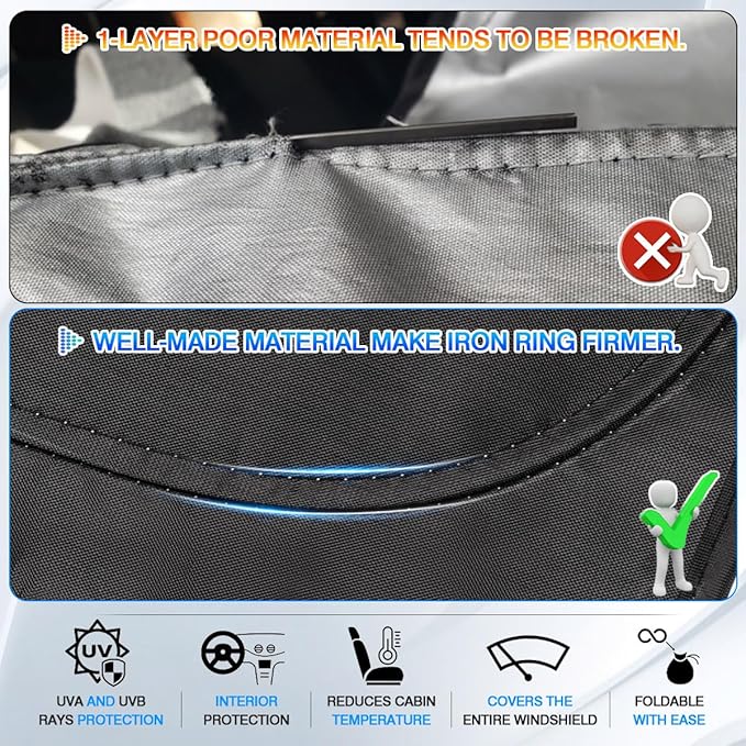Windshield Sun Shade for Jeep Grand Wagoneer 2022-2025 2026 Thicken 6-Layer - Image 4
