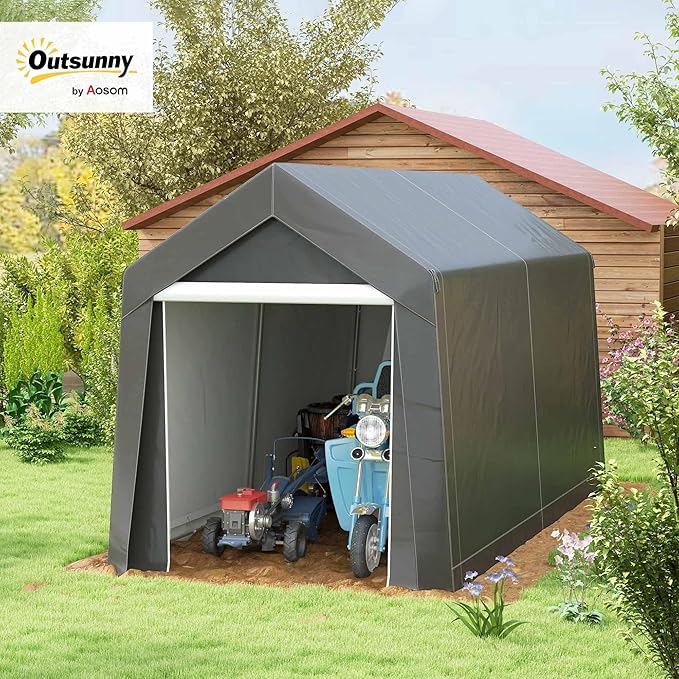 Outsunny 7' x 12' Portable Storage Shed Shelter, Heavy Duty Outdoor Shed - Image 2