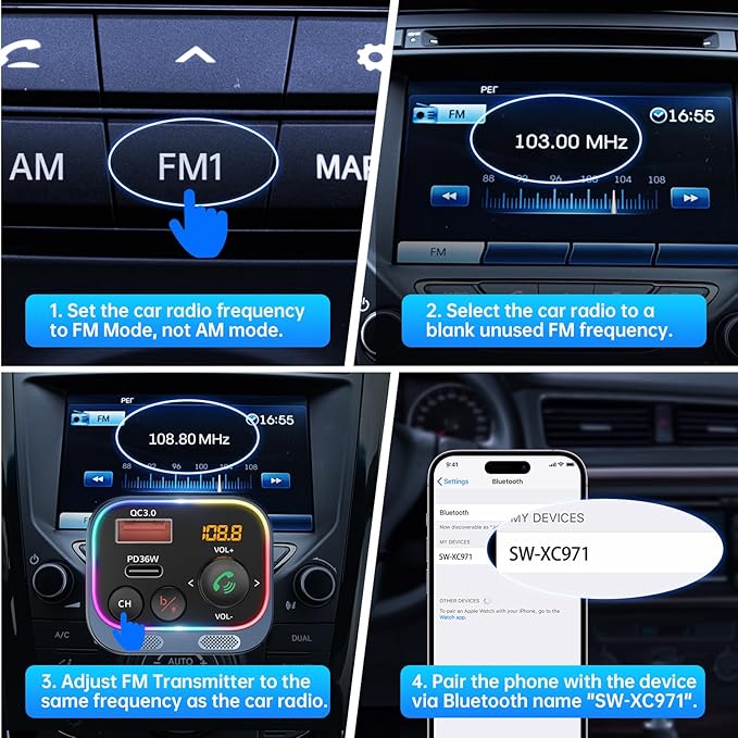 Syncwire Bluetooth 5.4 FM Transmitter Car Adapter 54W Wireless Radio Receiver - Image 8
