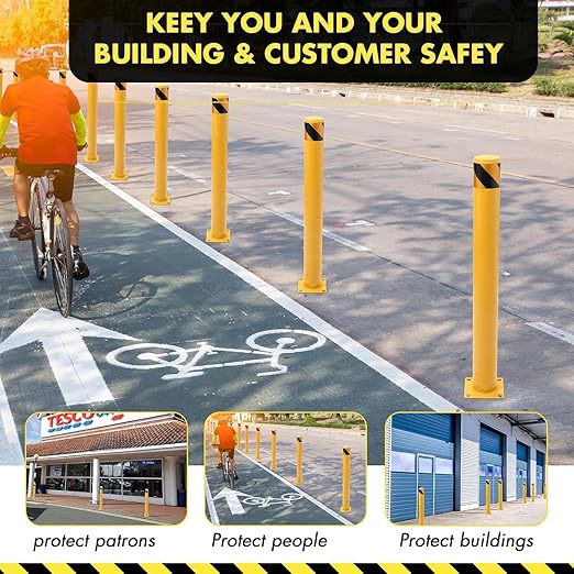 4 Pack Safety Bollard Post, 48 Inch Height 4.5 Inch Diameter Yellow Pipe Safety - Image 7