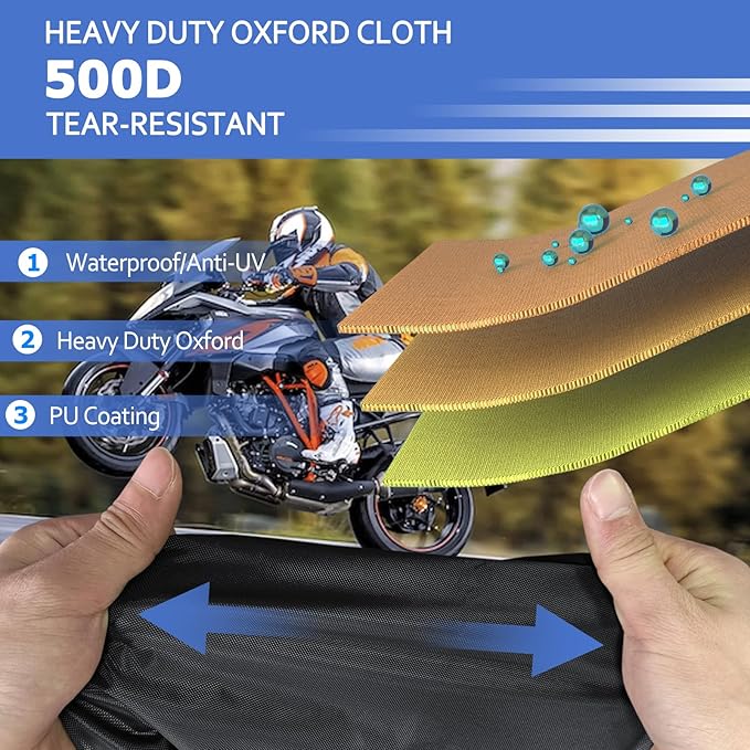 STARTWO Motorcycle Covers Waterproof Outdoor Storage Heavy Duty All Season - Image 4