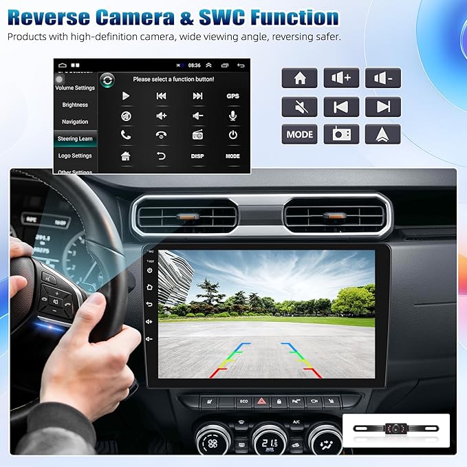 Double Din Car Stereo Radio Receiver, 10.1” 2.5D Curved HD Touch Screen Head - Image 4
