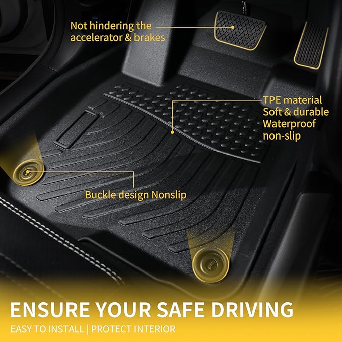 GINOWY- Floor Mats for Mazda 3 2018-2014 Only FWD, TPE All Weather Protection - Image 3