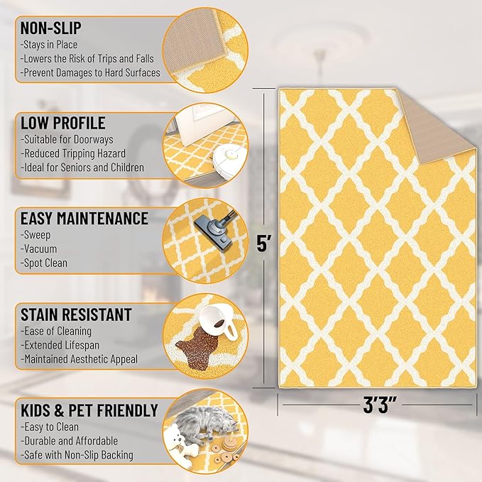 Ottomanson 3'3" x 5' Rugs for Living Room Trellis Area Rug for Bedroom - Image 2