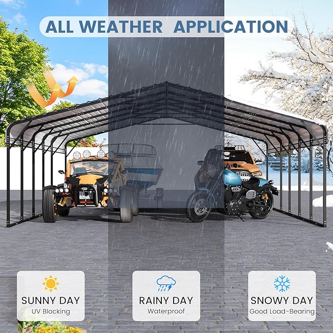 EROMMY 20x30 FT Metal Carport, Heavy Duty Carports - Image 5
