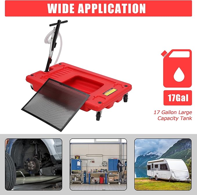‌17 Gal Electric Oil Drain Pan, Low Profile Mobile Oil Changing Pan - Image 6