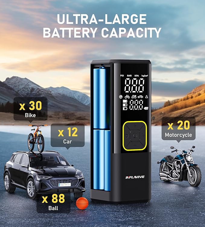 Tire Inflator Portable Air Compressor, InflaVive 3X Fast Inflate Cordless Air - Image 4