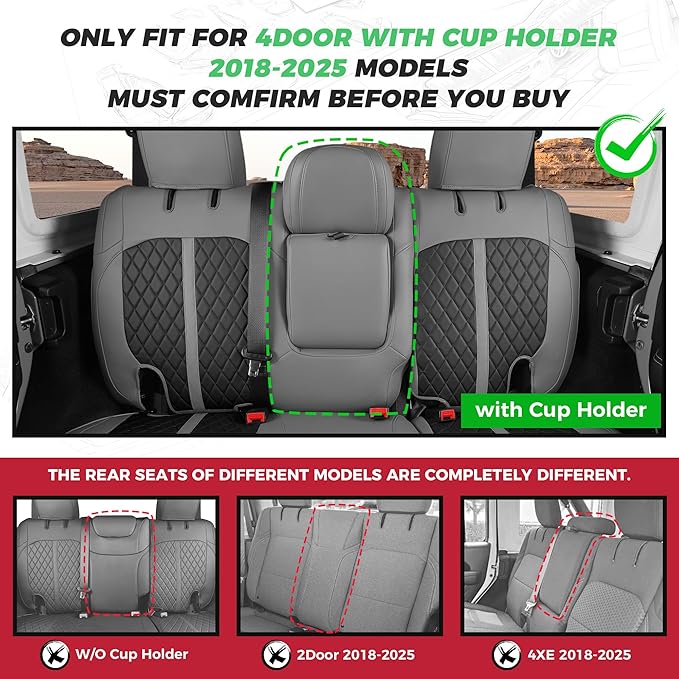 for Jeep Wrangler Seat Covers 4Door JL 2018 2019 2020 2021 2022 2023 2024 2025 - Image 2