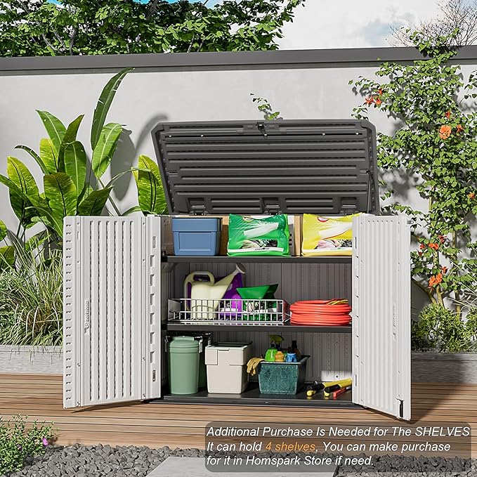 HOMSPARK Storage Shed Weather Resistance, Horizontal Storage Shed - Image 3