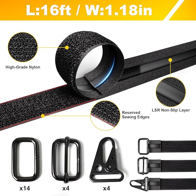 1.18" x 16' Heavy-Duty Fastening & Super Anti-Slip Cinch Straps - Image 2