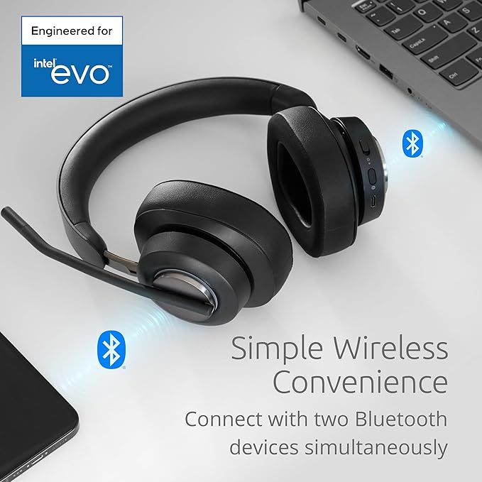Kensington AH3X Bluetooth Headset, Wireless Over-Ear Headset, Boom Microphone - Image 4