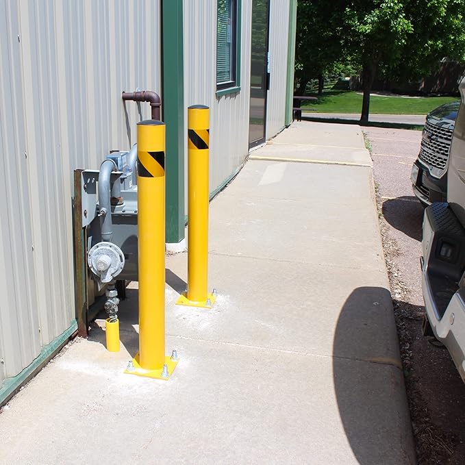 BISupply Safety Bollard Post Parking Barrier 4 Pack - 42in Yellow Pipe Bolt - Image 5