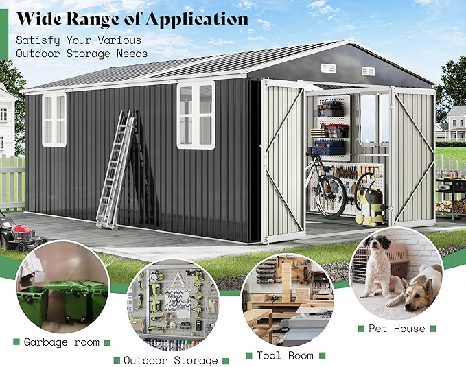 AMERLIFE 10x16.3x7 FT Galvanized Steel Storage Shed - Image 5