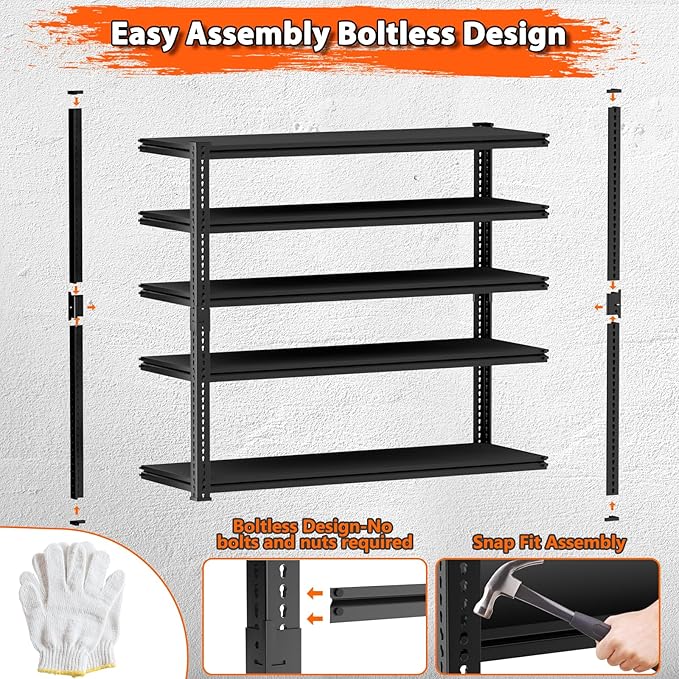 Storage Shelves Heavy Duty 3 PCS, 5-Tier Adjustable Metal Industrial Utility - Image 6