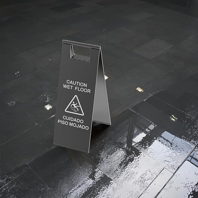 Stainless Steel Wet Floor Sign 2 Pack, 24 Inch Double-Sided Foldable Caution - Image 4