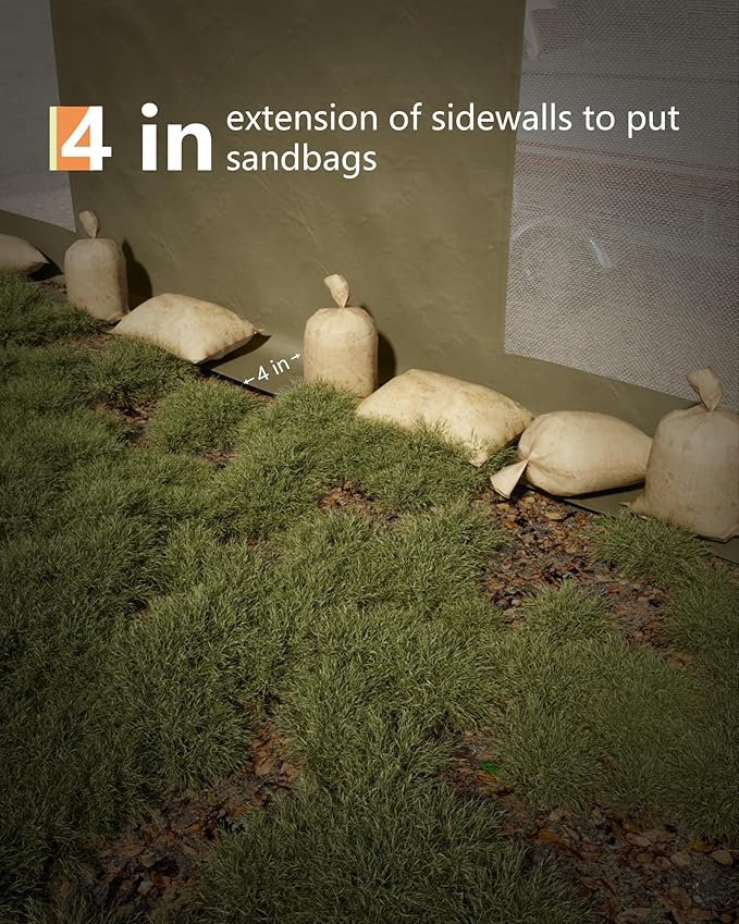 13x20 Ft Carport with 8 Sandbags, Car Port with 220g PE Tarp, 2 Roll-Up Doors - Image 7