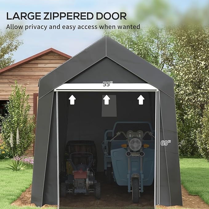 Outsunny 7' x 12' Portable Storage Shed Shelter, Heavy Duty Outdoor Shed - Image 5