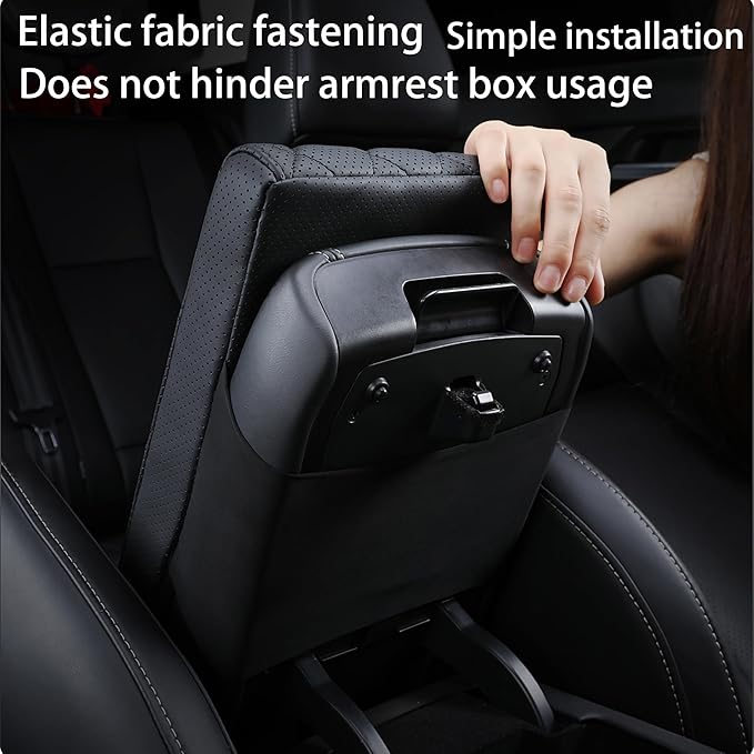Car Center Console Cover pad Genuine Cowhide Leather, Full size SUV truck arm - Image 5