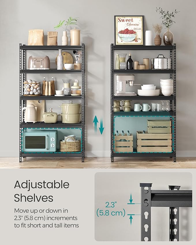 SONGMICS 5-Tier Storage Shelves Set of 3, Heavy-Duty Garage Shelving, - Image 7