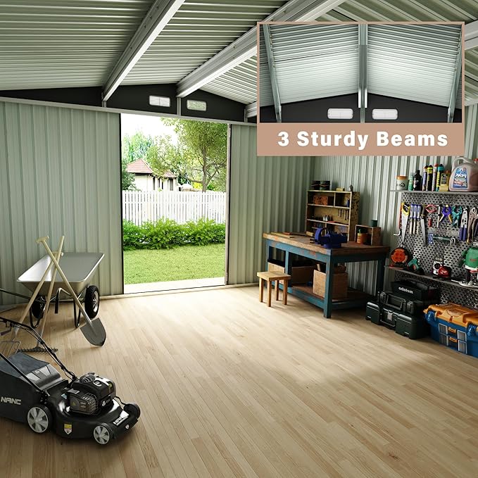 10x12 FT Metal Storage Sheds Outdoor, Metal Yard Sheds Garden Shed Kit - Image 6