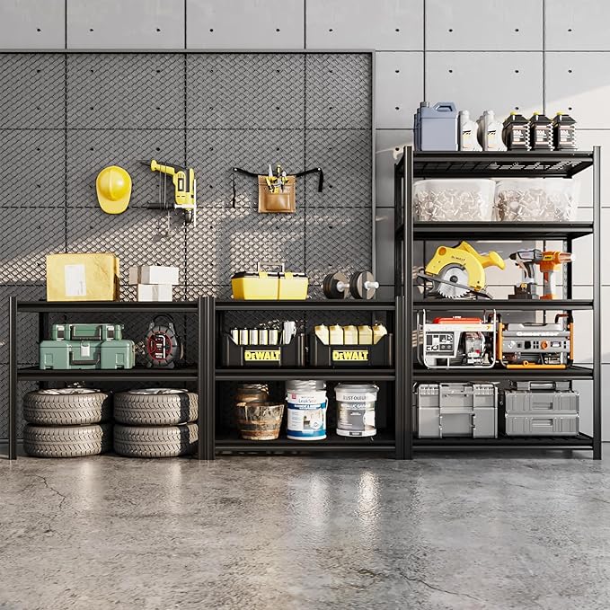 72" H Metal Garage Storage Shelves, 5 Tier Adjustable Shelving Unit - Image 2