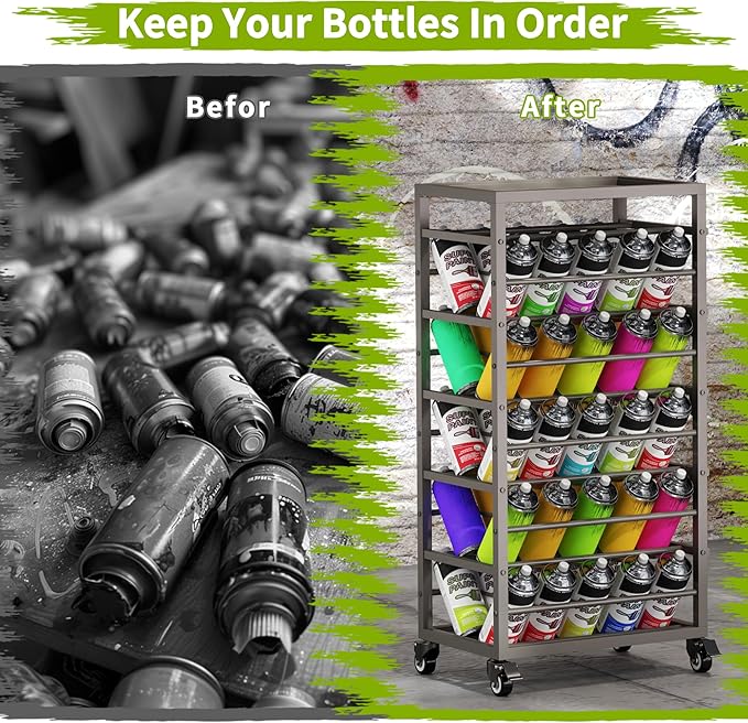50 Spray Paint Storage Holder, Rolling Spray Can Storage Rack, Heavy Duty Paint - Image 6
