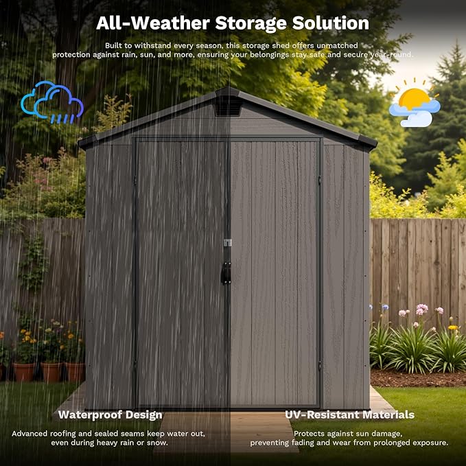 Patiowell 6 x 6 FT Plastic Outdoor Storage Shed - Image 5