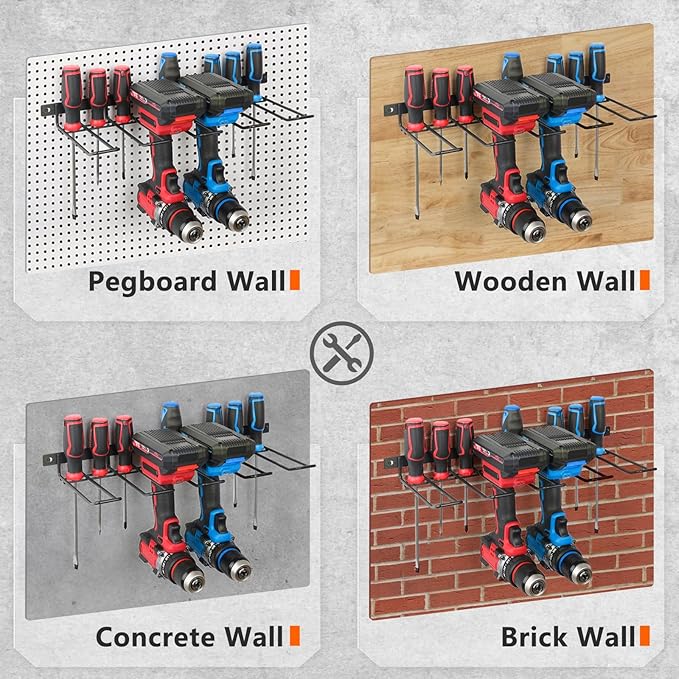 Power Tool Organizer, Cordless Drill Holder Wall Mount, Garage Tool Storage Rack - Image 6