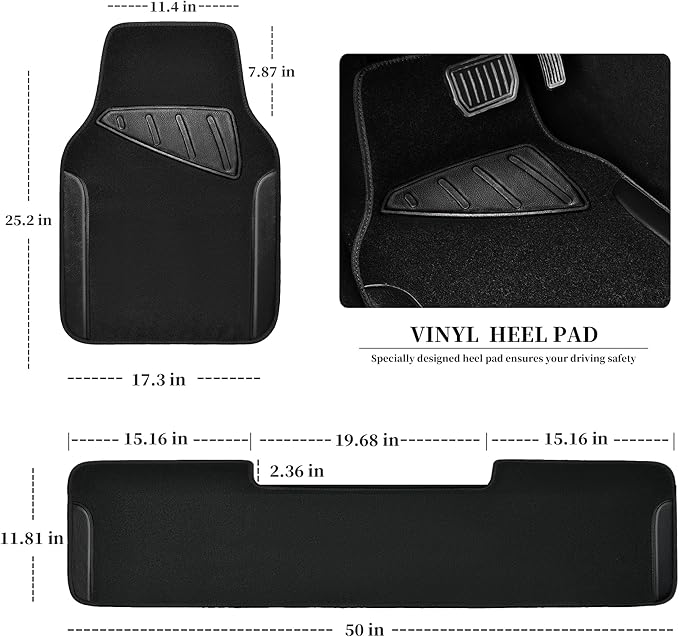 CAR PASS Waterproof Universal Faux Leather 3Pcs Car Floor Mats, Set of Vehicles - Image 2