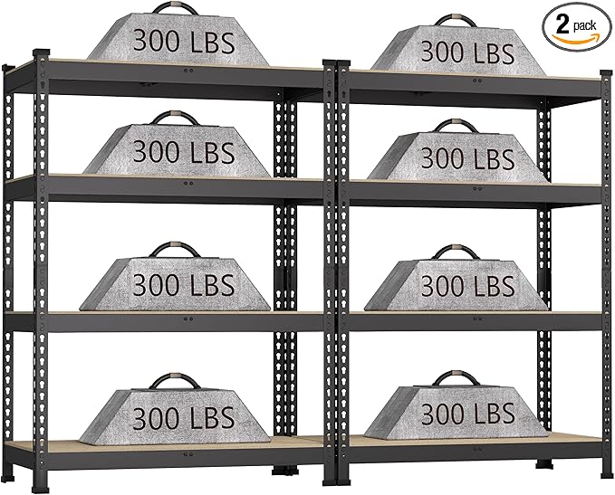 2 Packs 36" W x 16" D x 55" H Adjustable Garage Storage Shelves by BuxWellBang