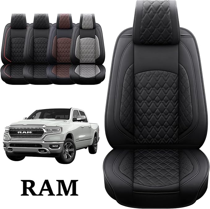 JOJOBAY Car Seat Covers for Dodge Ram 2 Pcs Front, Fit Ram 2009-2025 - Image 5