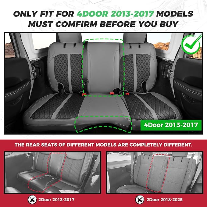 for Jeep Wrangler Seat Covers 4Door JK 2013 2014 2015 2016 2017, Custom Fit Car - Image 2