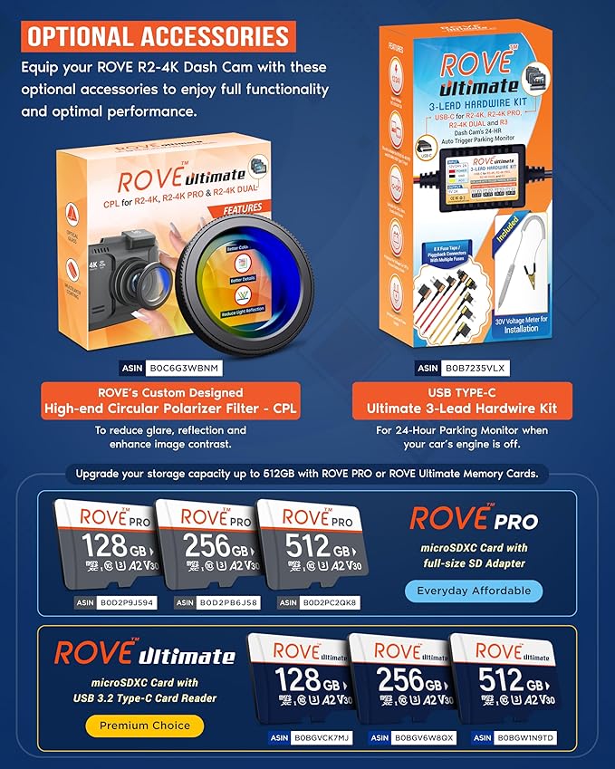ROVE R2-4K Dash Cam Built-in WiFi 6 GPS Car Dashboard Camera Recorder - Image 7
