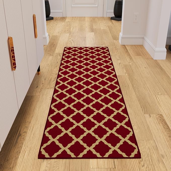 Ottomanson Hallway Runner Rug 1'10" x 7' Non Slip Trellis Area Rugs Easy to - Image 10