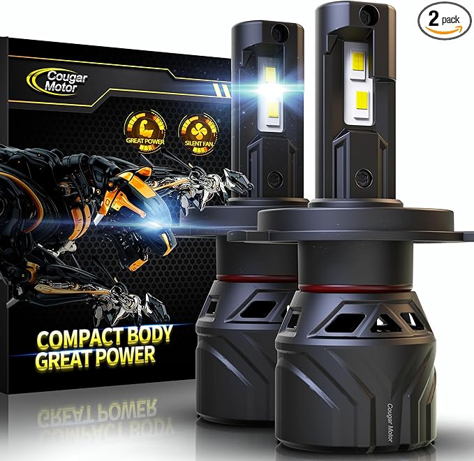 Cougar Motor H4 Bulbs, 9003 Fog Lights 6500K White Non-Polarity H4 Fog Bulb or by CougarMotor