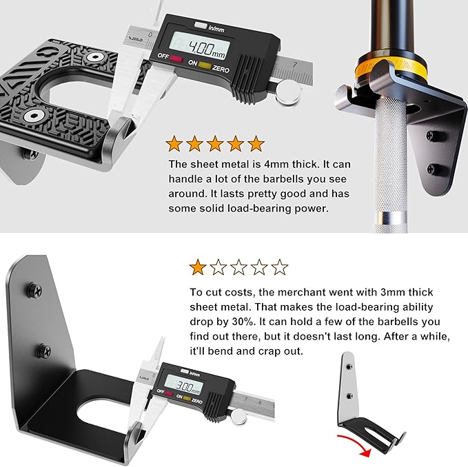 VAIIO Single Olympic Barbell Hanger, Garage Gym Bar Wall Rack, Vertical Barbell - Image 2