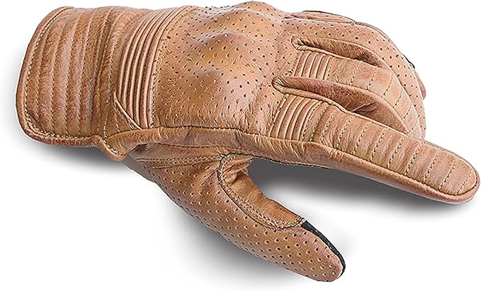 Leather Motorcycle Gloves with Adjustable Fitting Bike Riding Gloves - Image 4