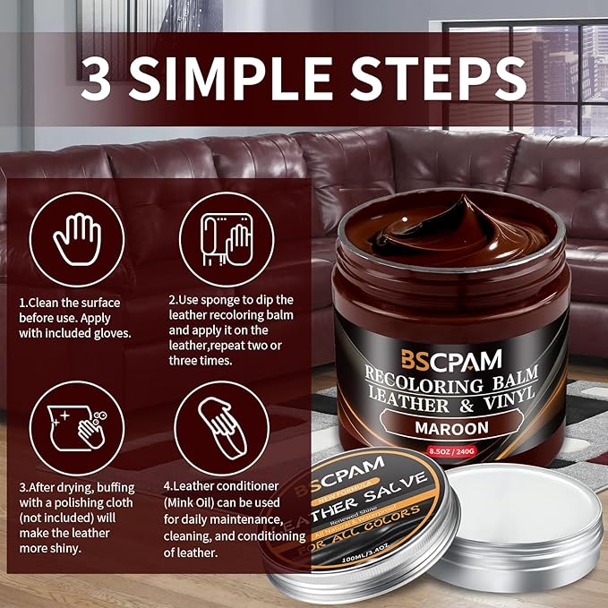Maroon Leather Recoloring Balm - Image 5